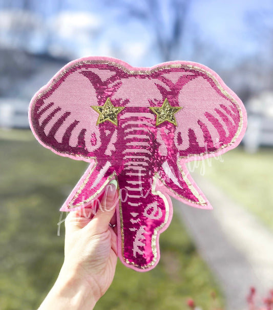 PREPPY PINK MASCOT™ Elephant Sparkly Sequin Patch