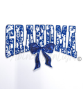 Blue Floral Grand Millennial Grandma Bow Sequins Chenille Patch