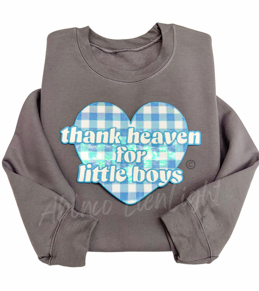 Thank Heaven For Little Boys Blue Checkered Sequin Sweatshirt