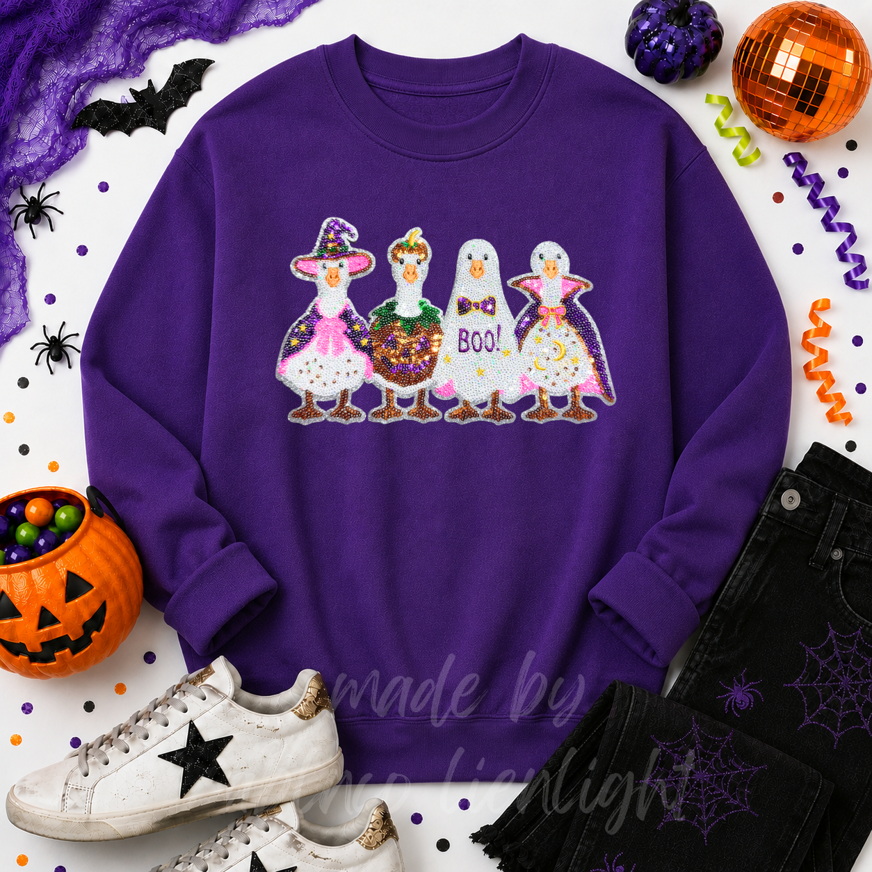 Silly Goose Halloween Sequin Patch Sweatshirt