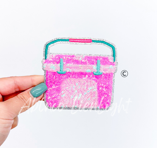 Preppy Pink Cooler ©️ Sea Fishing Sequin Patch