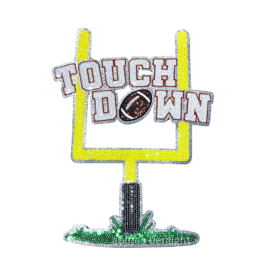 Touchdown Post Football Sequin Patch - Large