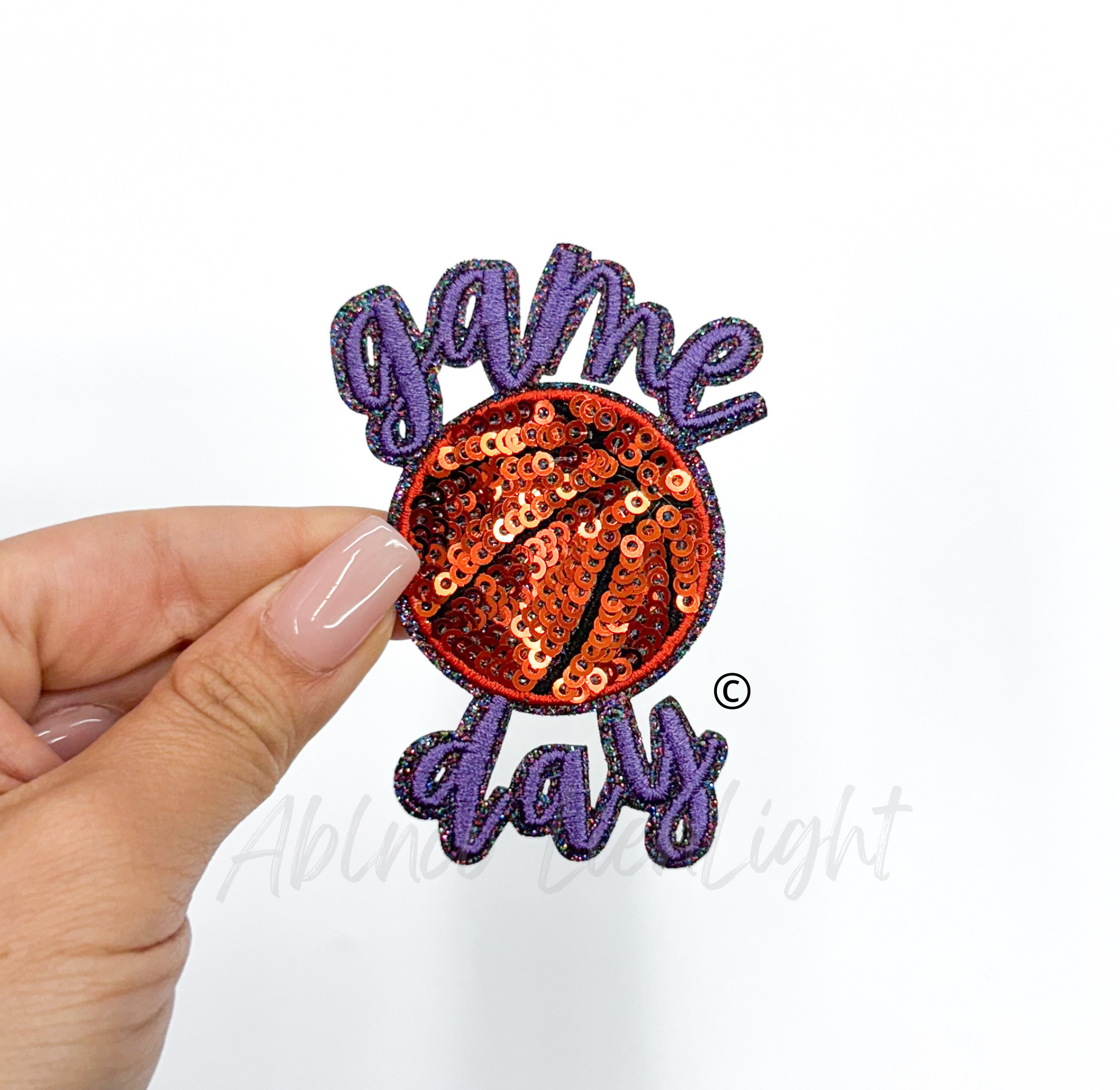 Basketball Purple Game Day Embroidery Sequin Patch