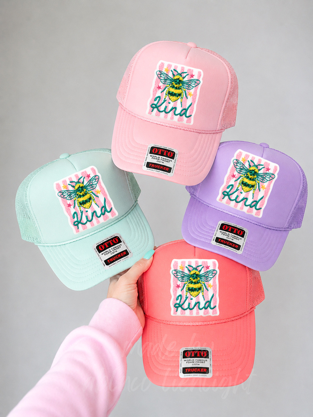 Bee Kind Summer Sequin Patch Otto Trucker Hat
