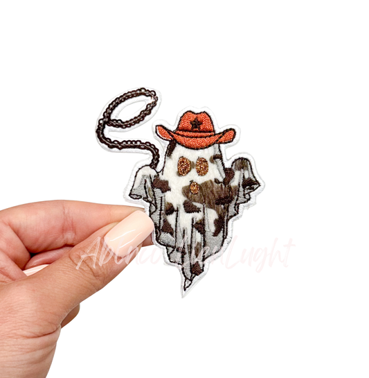 Western Fuzzy Cow Print Ghost Halloween Embroidery Patch