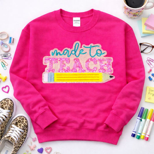 Made to Teach Teacher Sequin Patch Sweatshirt