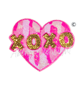 XOXO Pink Ombre Heart Sequins Valentines Day Patch - Large