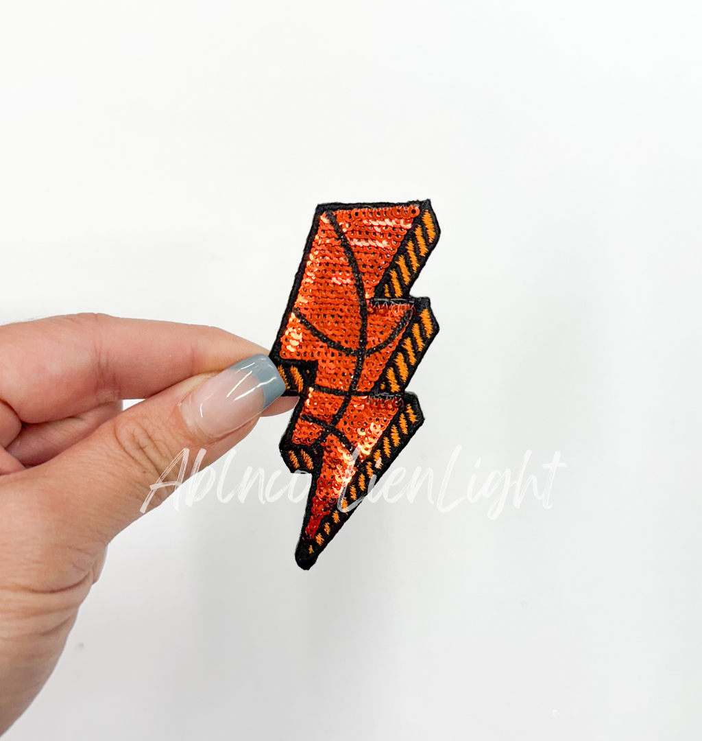 Basketball Lightning Bolt Sequin Patch