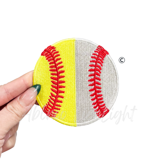 Half Baseball Softball Embroidery Patch