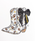 Black Bow Boot Touchdown Football Sequin Patch - Large