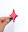 Red Checkered Diamond Star Embroidery Sequin Patch
