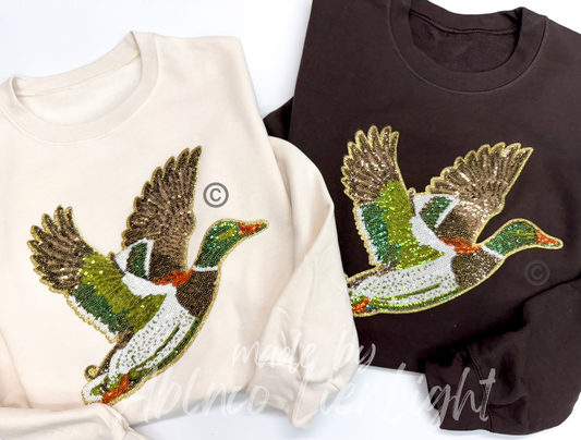 Mallard Duck Hunting Sequins Patch Sweatshirt