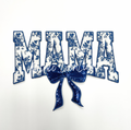 Blue Floral Grand Millennial Mama Bow Sequins Chenille Patch