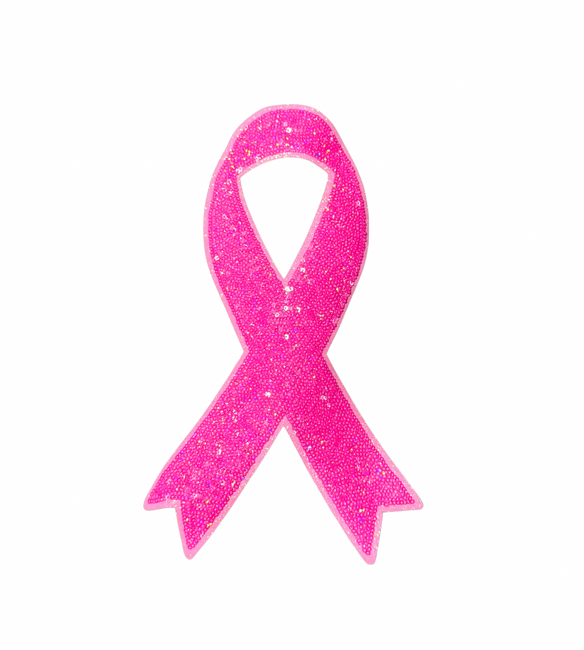 Pink Breast Cancer Ribbon Sequin Patch - Large