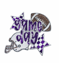 Purple Game Day Checkered Football Sequin Patch - Large