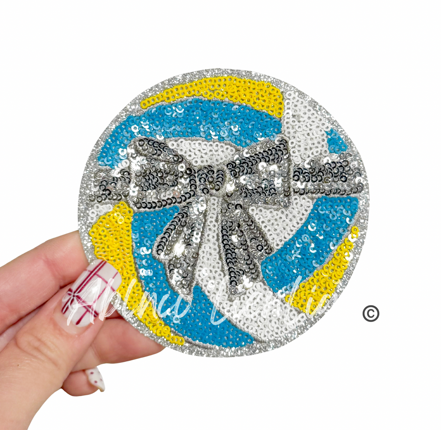 Volleyball Bow Sequins Patch - Small
