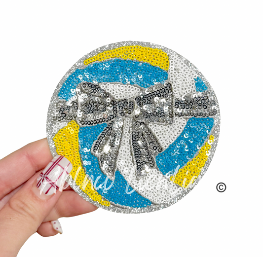Volleyball Bow Sequins Patch - Small