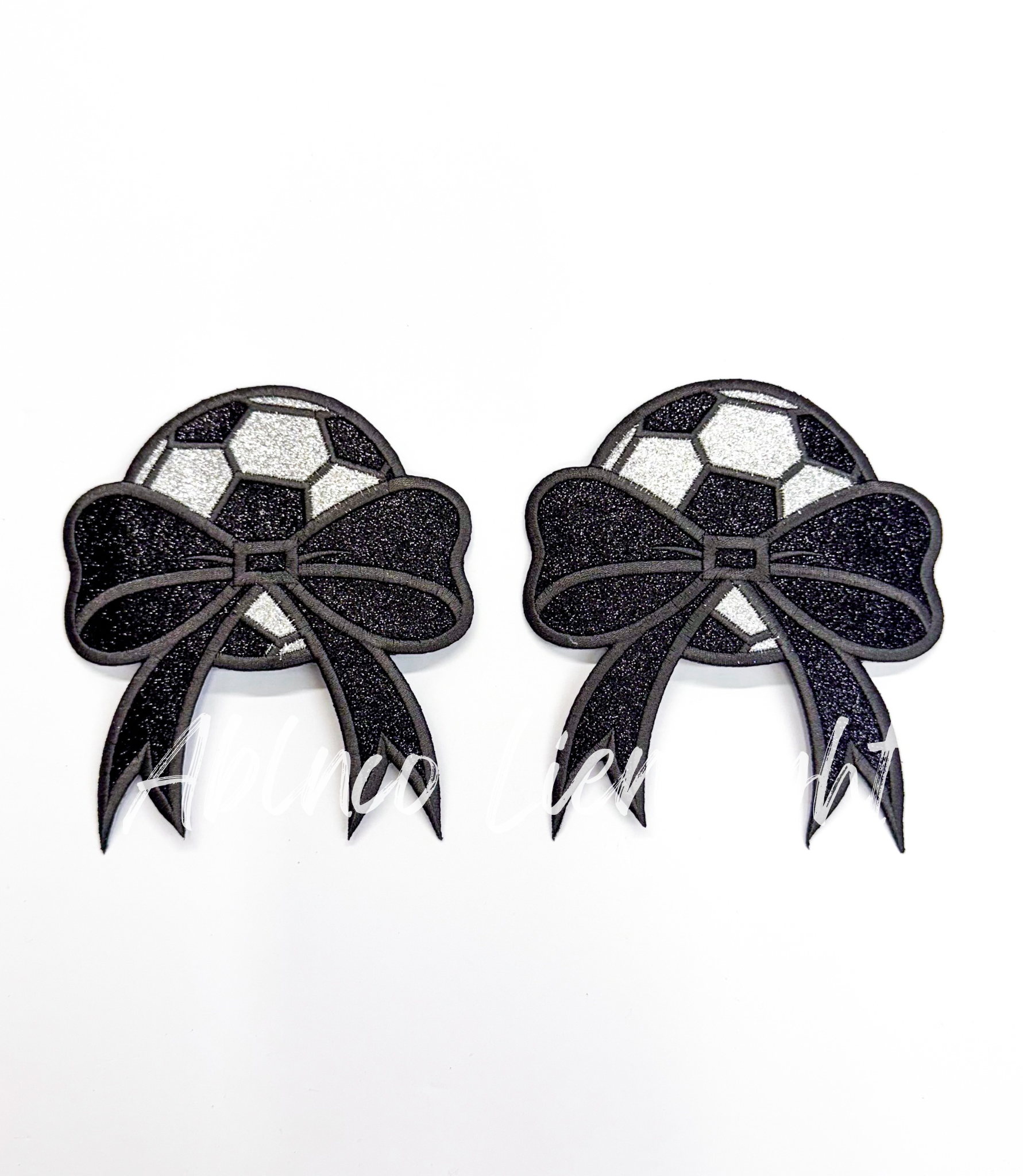 Soccer Side Bows Glitter Patch