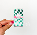 Checkered Green Corona Beer Sequin Patch