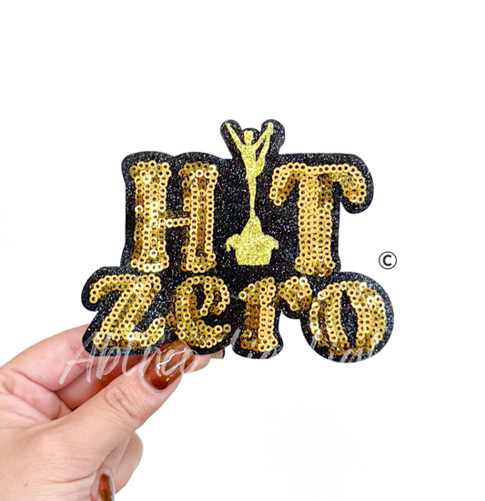 Hit Zero Cheer Gold Sequin Glitter Patch - Small