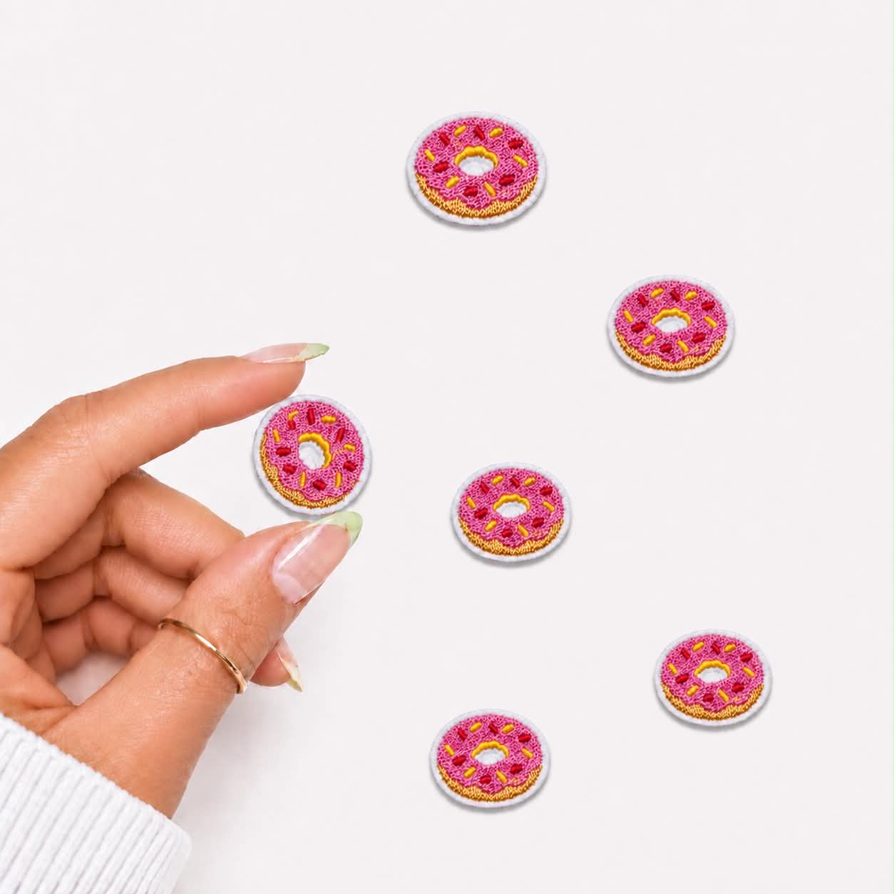 Mini Pink Sprinkle Donut Embroidered Patch