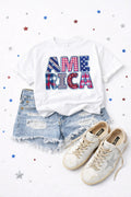 America 4th of July Sequin Patch Tshirt