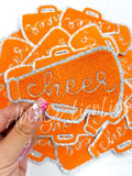Orange Cheer Megaphone Silver Embroidery Patch