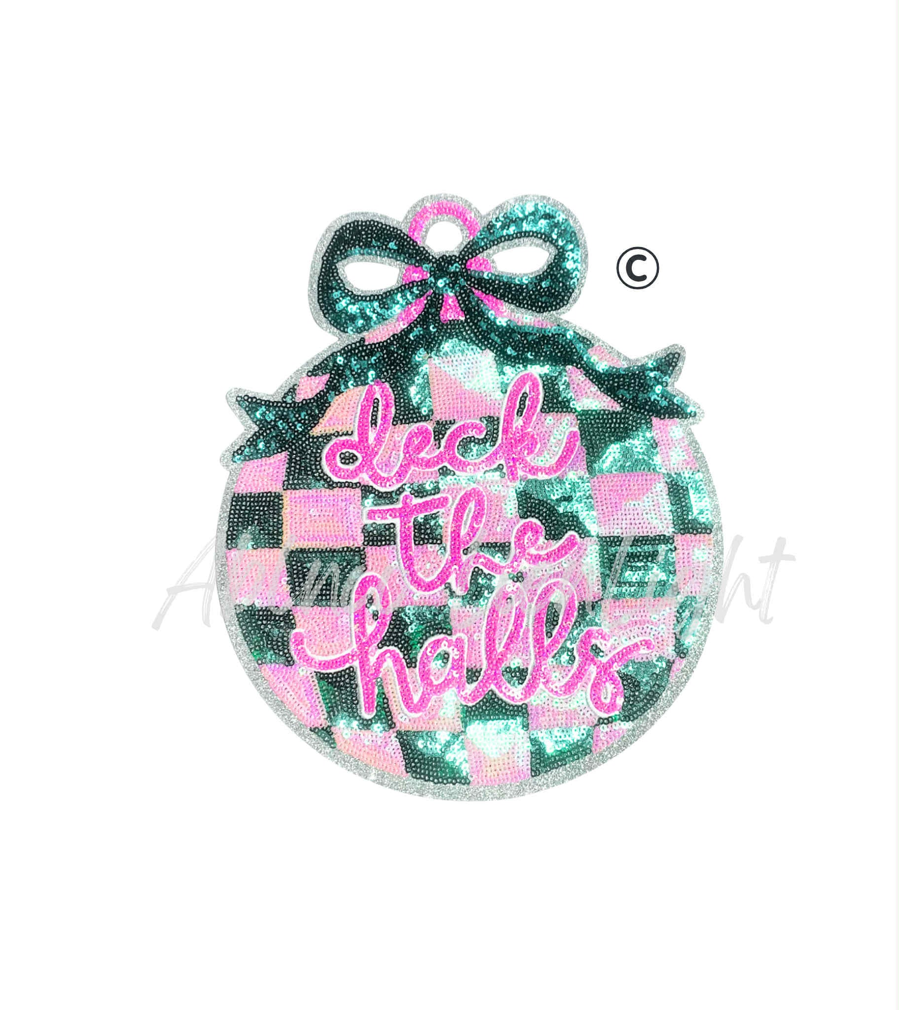 Deck The Halls Ornament Christmas Sequin Patch - Large