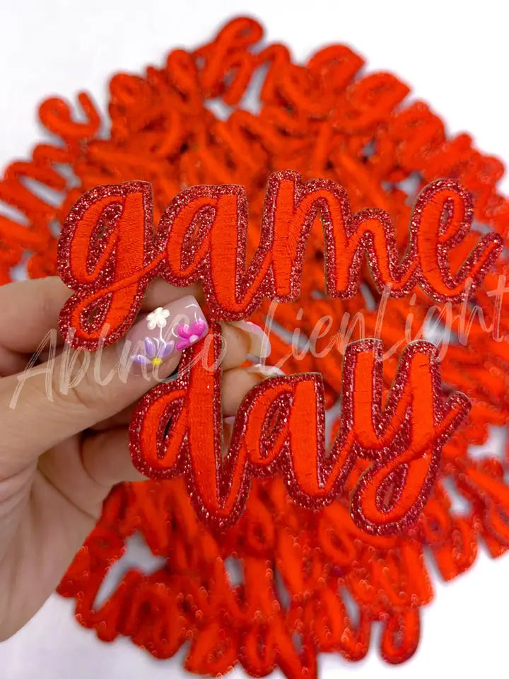 Red Game Day Sticker Adhesive Embroidery Patch