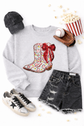 Baseball Homerun Sequin Bow Boots Sweatshirt