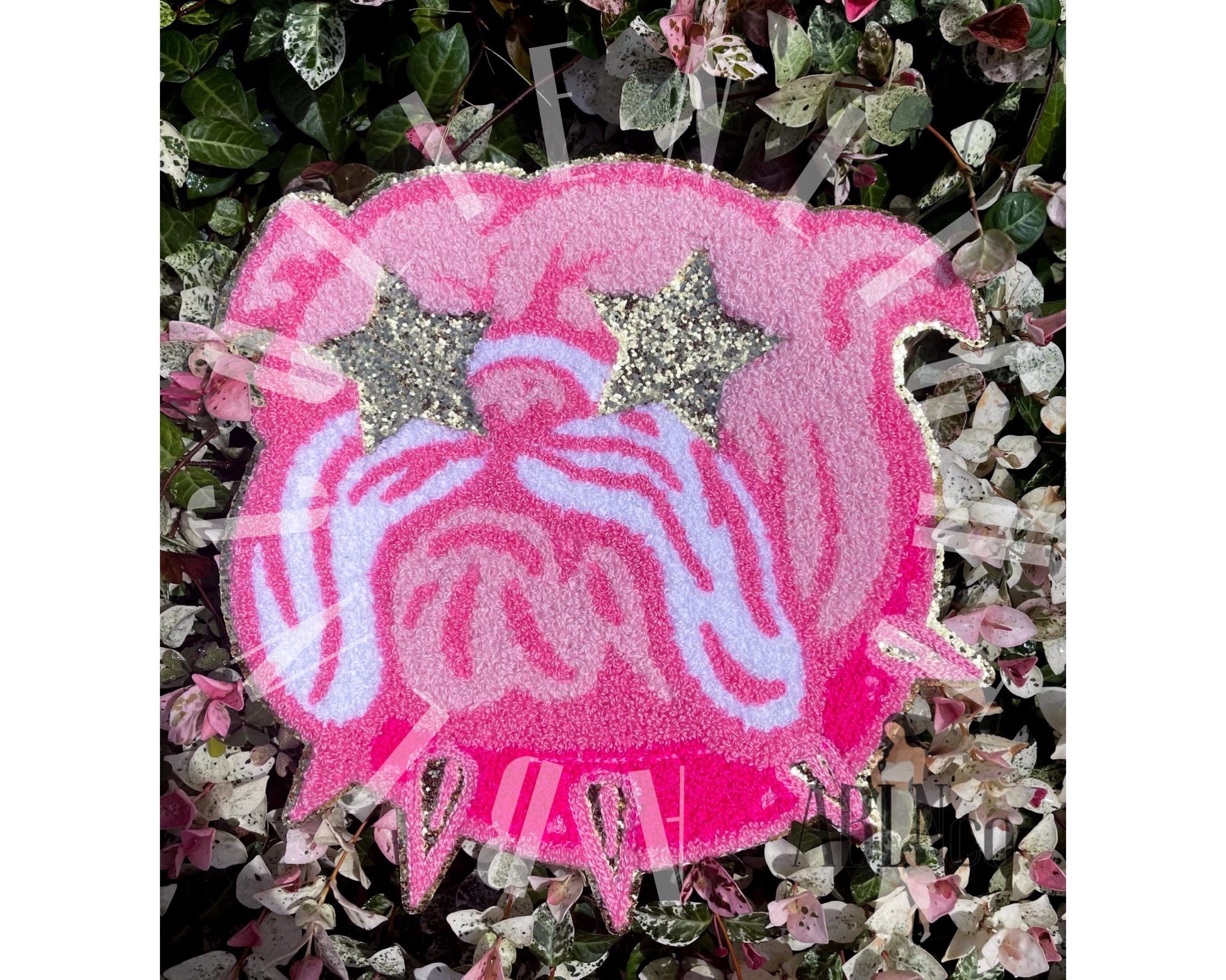 10pcs Pink Preppy Iron on Patches for Girls Y2K Chenille Embroidered Repair Patch Hanging Lip Lightning Bolt Leopard Face DIY Accessories Sew on