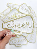 White Cheer Megaphone Gold Embroidery Patch