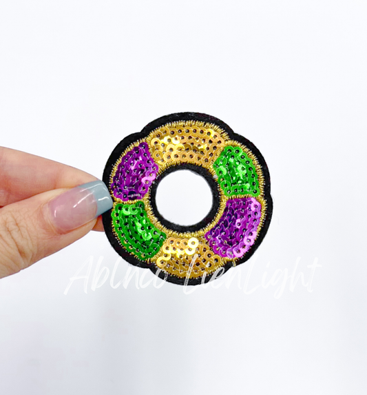 Small Mardi Gras Donut Sequins Patch