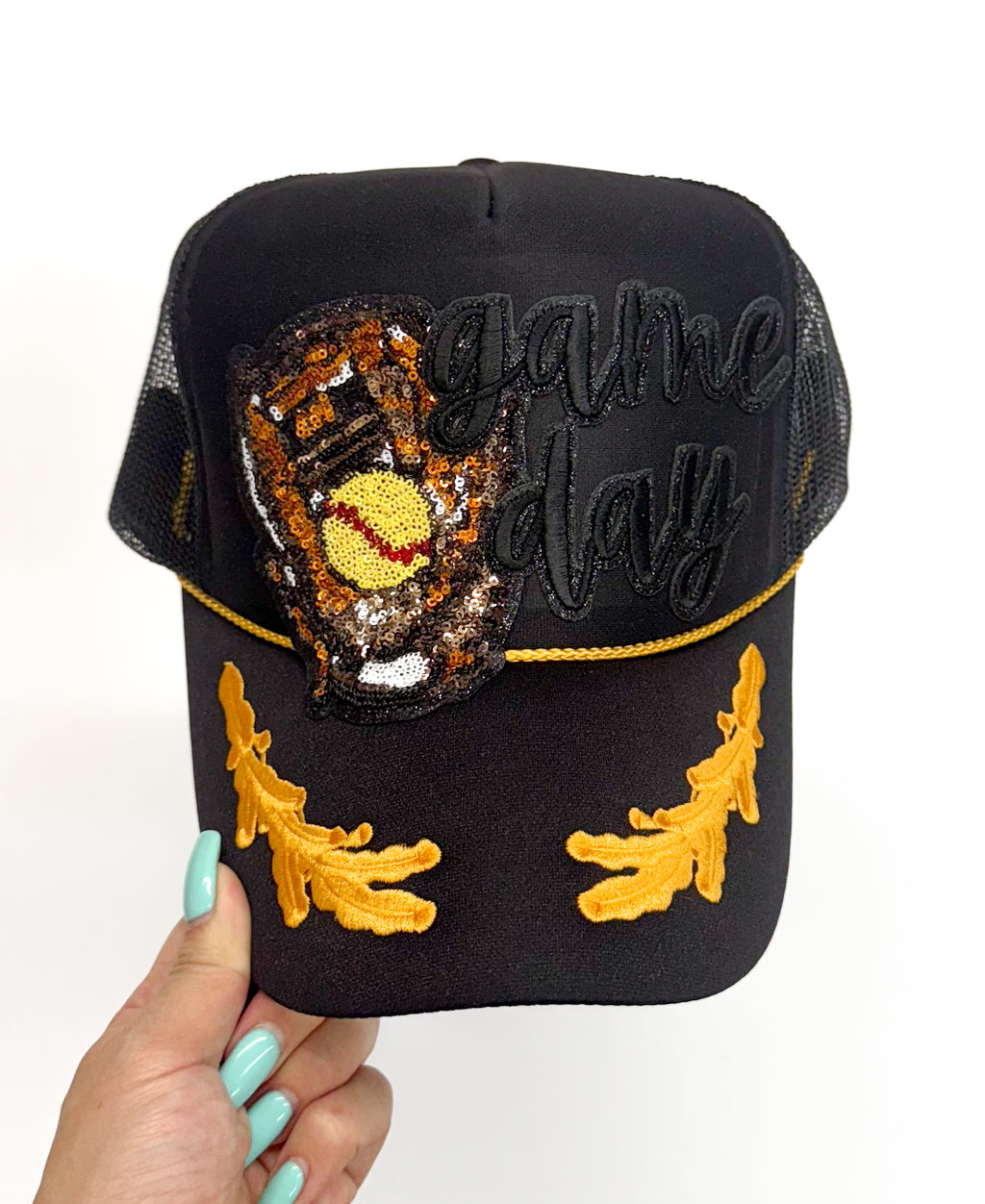 Softball Glove Mit Sequin Game Day Patch - Small