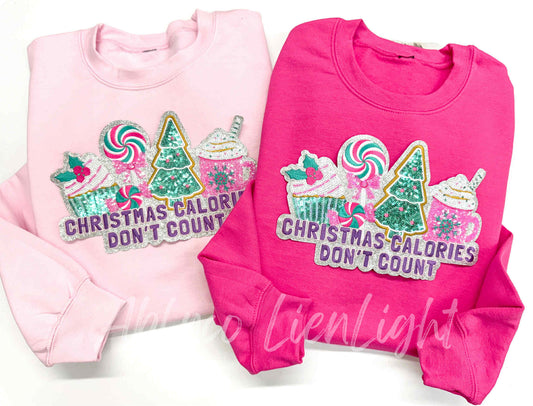 Christmas Calories Don't Count Sequins Christmas Patch Sweatshirt