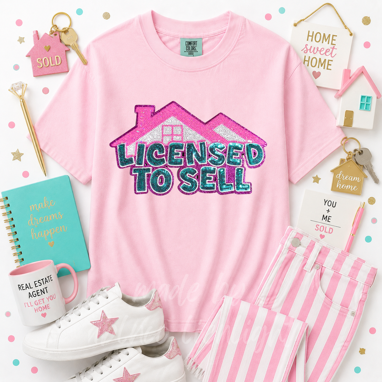 Licensed To Sell Realtor Sequin Patch Tshirt