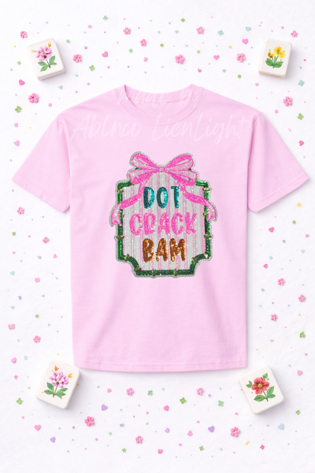 Dot Crack Bam Mahjong Sequin Tshirt