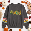 Colorful Thankful Thanksgiving Fall Sequin Patch Sweatshirt
