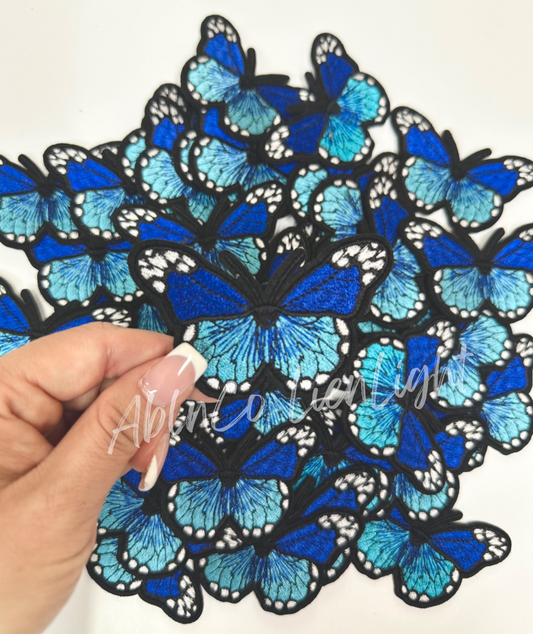 3” Blue Butterfly Embroidery Patch