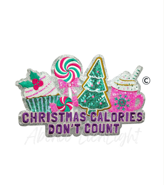 Christmas Calories Don't Count Snacks Sequins Christmas Patch