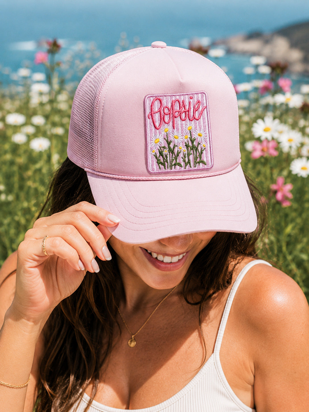 Oopsie Daisies Summer Embroidery Patch Otto Trucker Hat