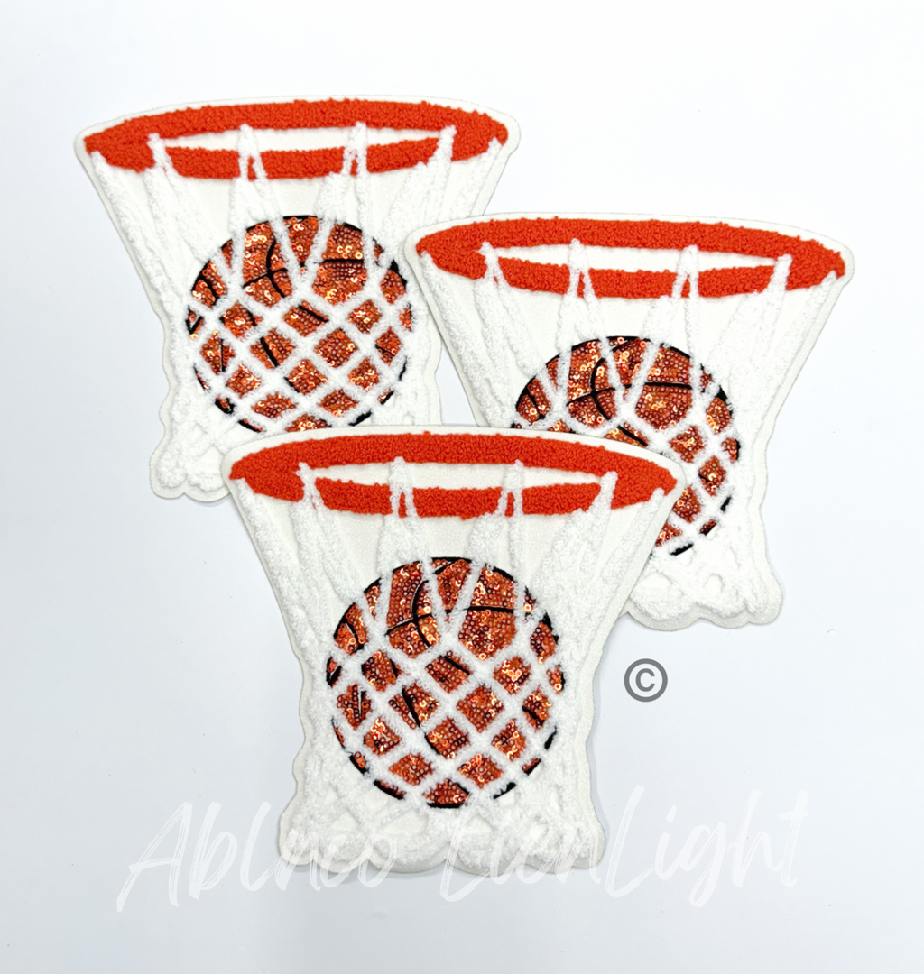 Basketball Hoop Chenille Sequin Patch