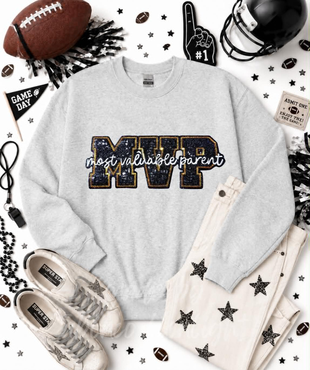 MVP Parent Football Sequin Patch Sweatshirt