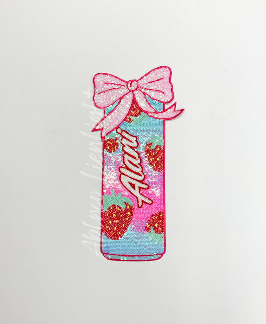 Large Alani Strawberry Energy Drink Sequin Patch