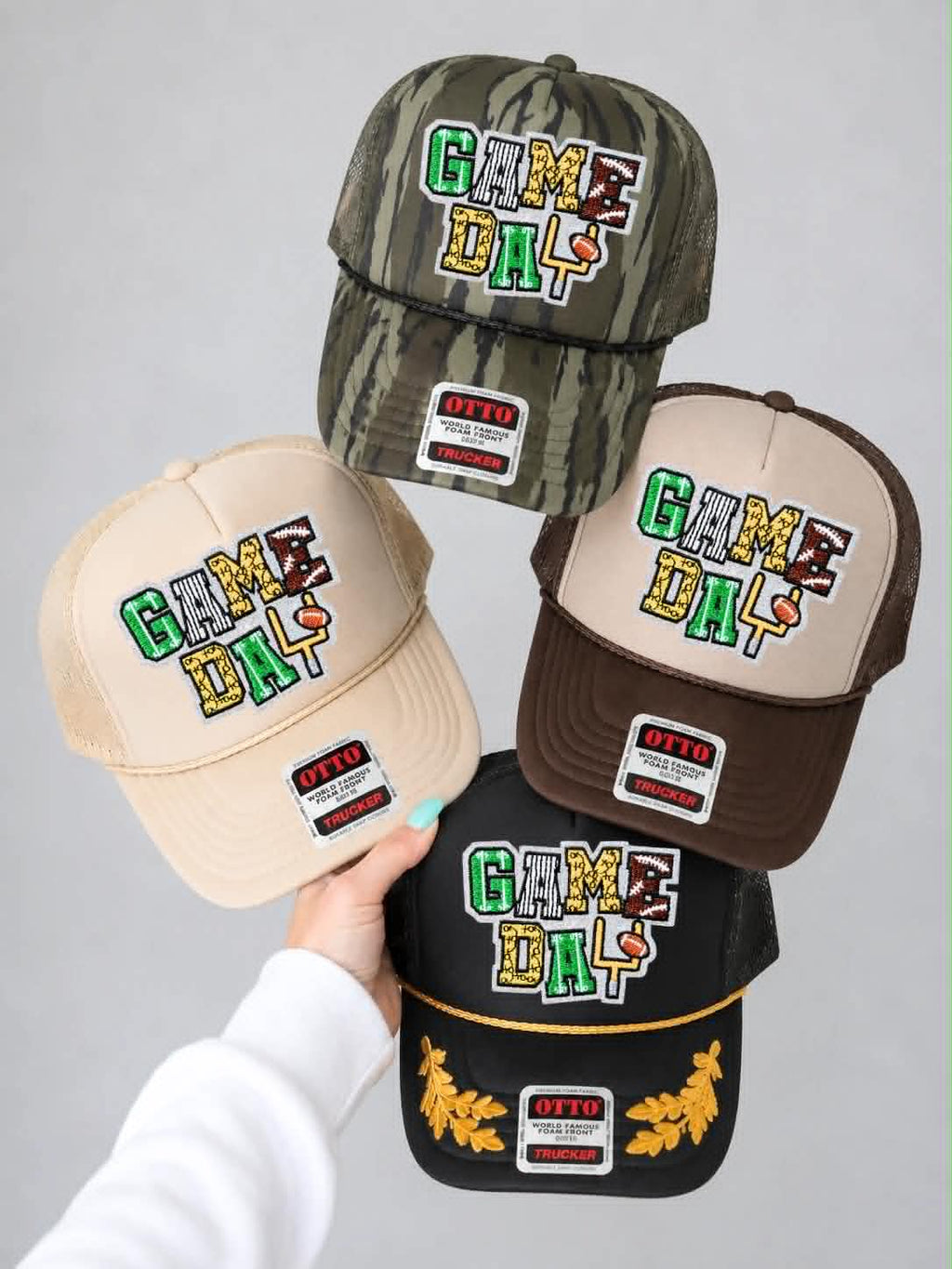 Game Day Plays Football Sequin Patch Otto Trucker Hat