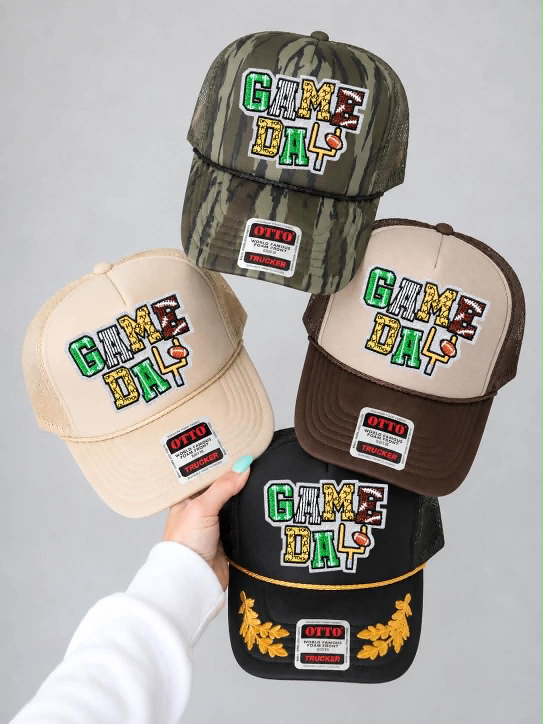 Game Day Plays Football Sequin Patch Otto Trucker Hat