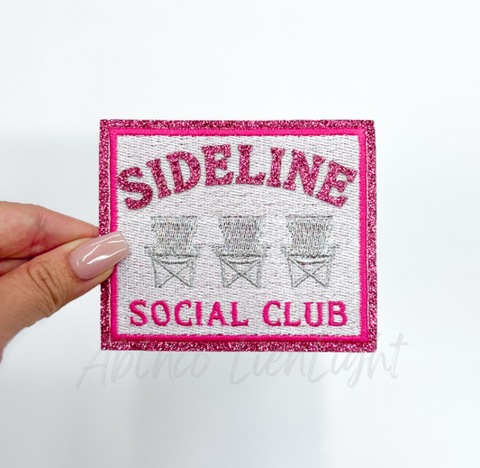 Hot Pink Sideline Social Club Glitter Embroidery Patch