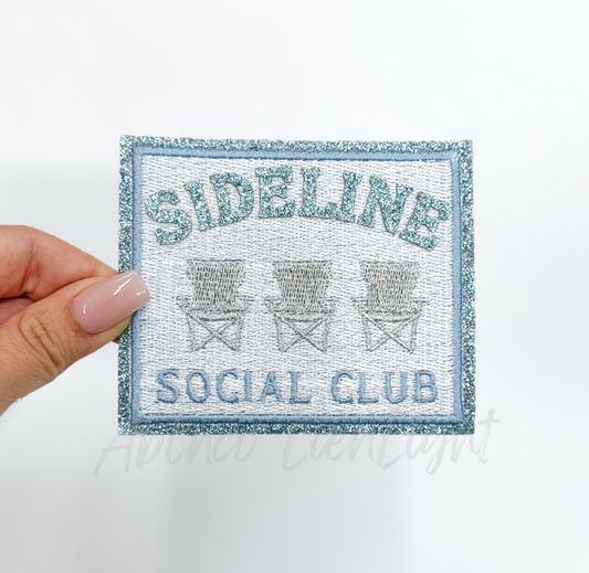 Light Blue Sideline Social Club Glitter Embroidery Patch