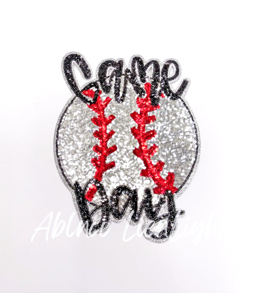 Baseball Game Day Sequin Patch - Large