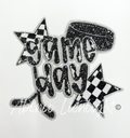 Ice Hockey Game Day Checkered Star Sequin Patch - Large